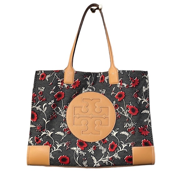 Tory Burch Handbags - TORY BURCH NWOT Navy Red Medium Retro Batik Print Shoulder Tote Bag Rose Polka